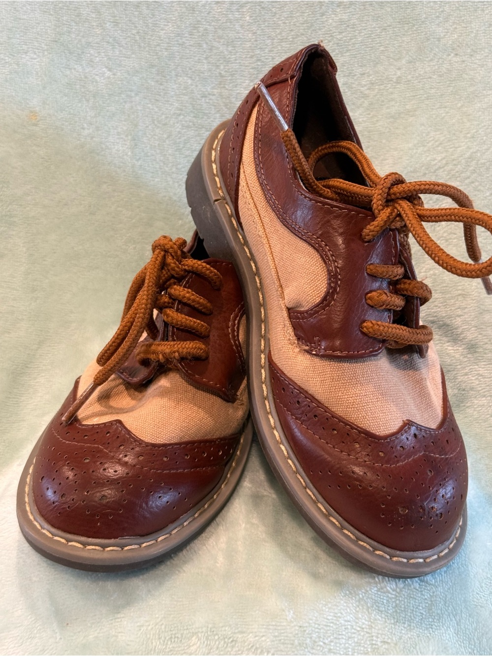 Vintage Reaction Kenneth Cole Wingtip Shoes Take Fair 2 Cognac Size 9 Tie Close